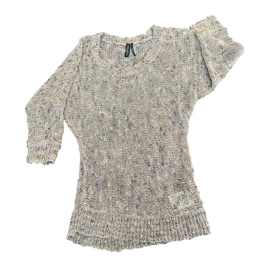 Guess by Marciano XS Metallic Open Knit Batwing Sweater Earth Tone (1128)